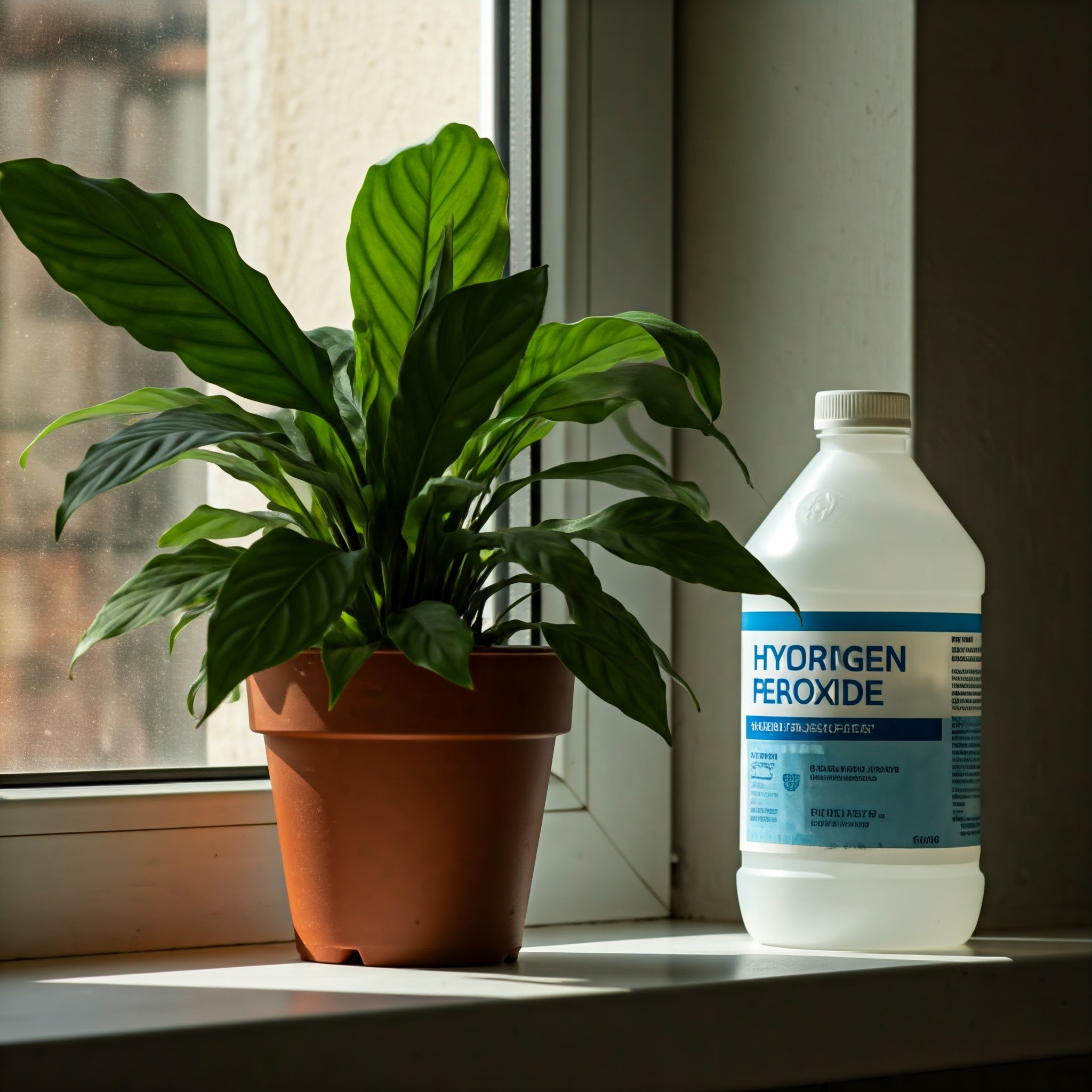 🌿 ¿Sabías que el agua oxigenada blanquea las hojas de tus plantas?✨